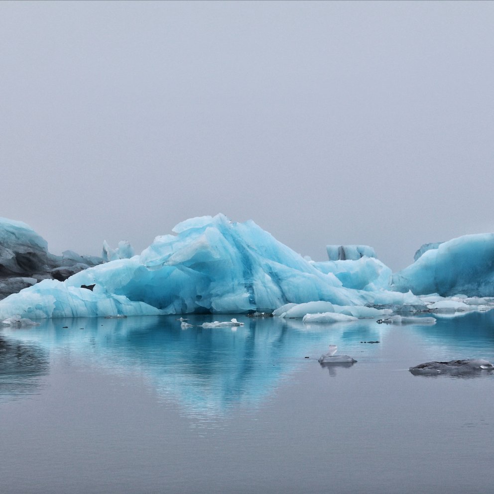 blue ice in sea antarctica