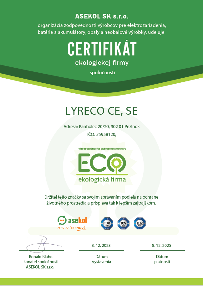 certifikat ekologickej firmy asekol screen shot