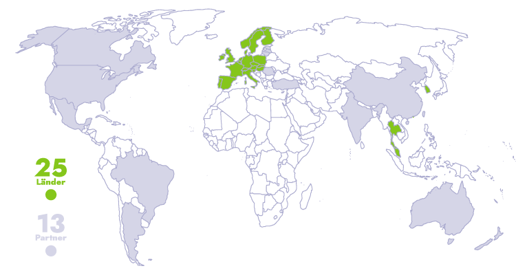 Karte der Lyreco Unternehmen und Partner weltweit