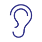 blå ikon av ett öra