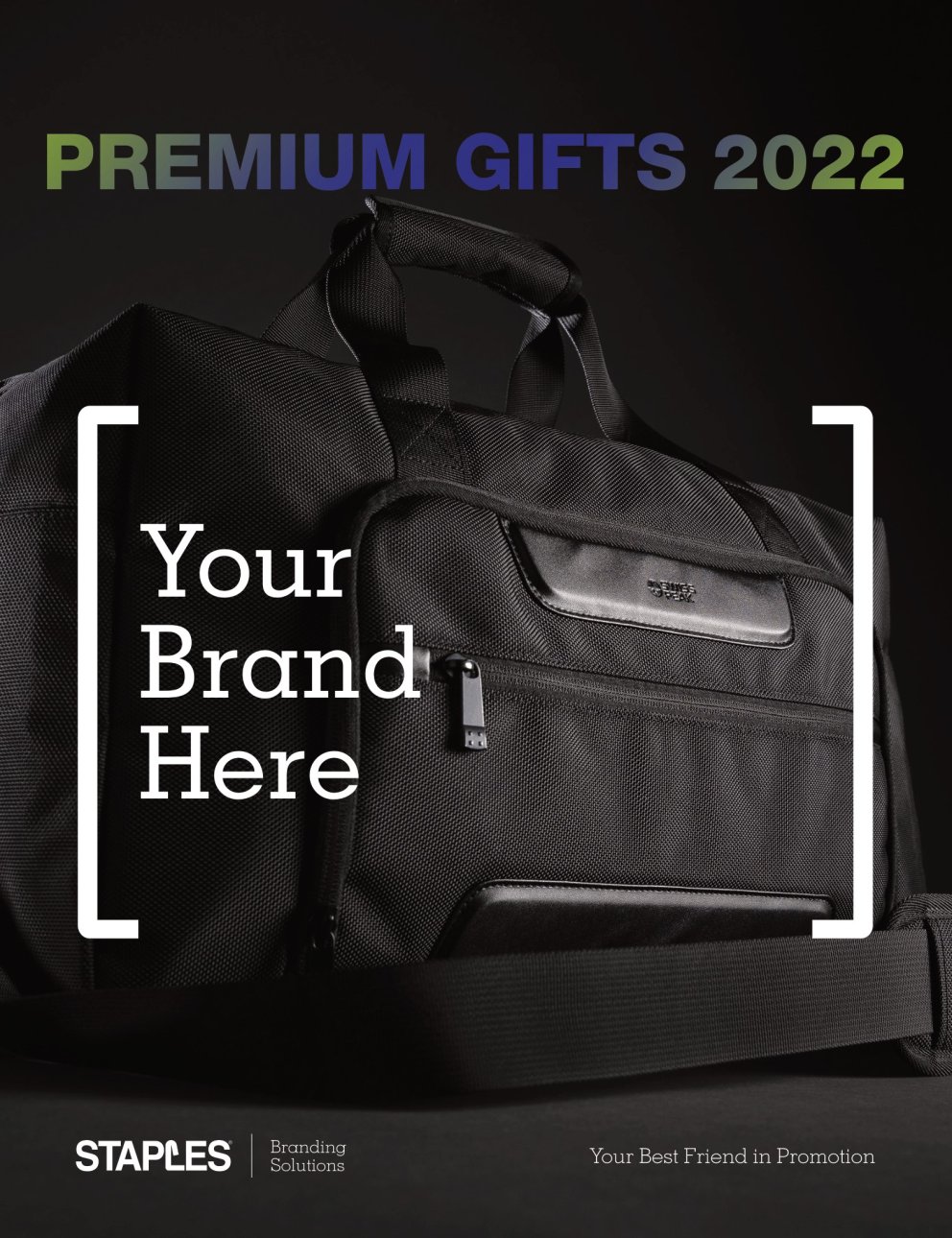 svart väska med texten "your brand here" 