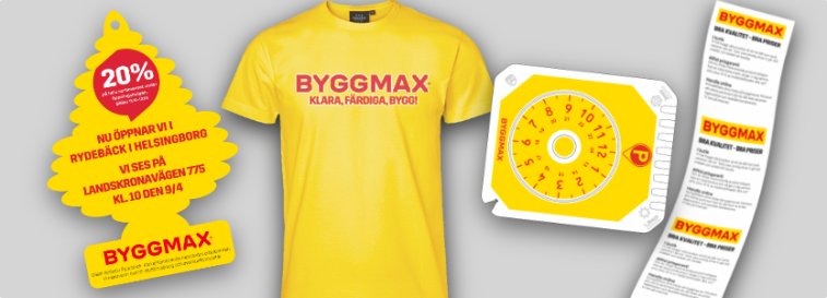 gula produkter med byggmax logotyp