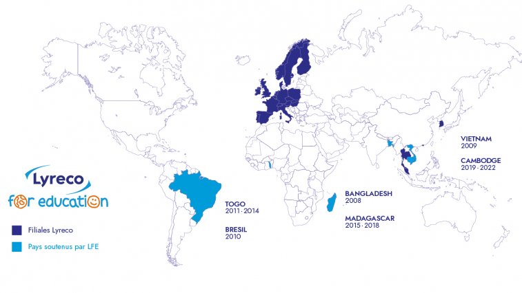 Lyreco soutient 6 pays dans le développement d'écoles depuis 2008